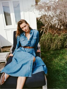 Staud x Wrangler Denim
Button-Front Midi Shirt Dress
